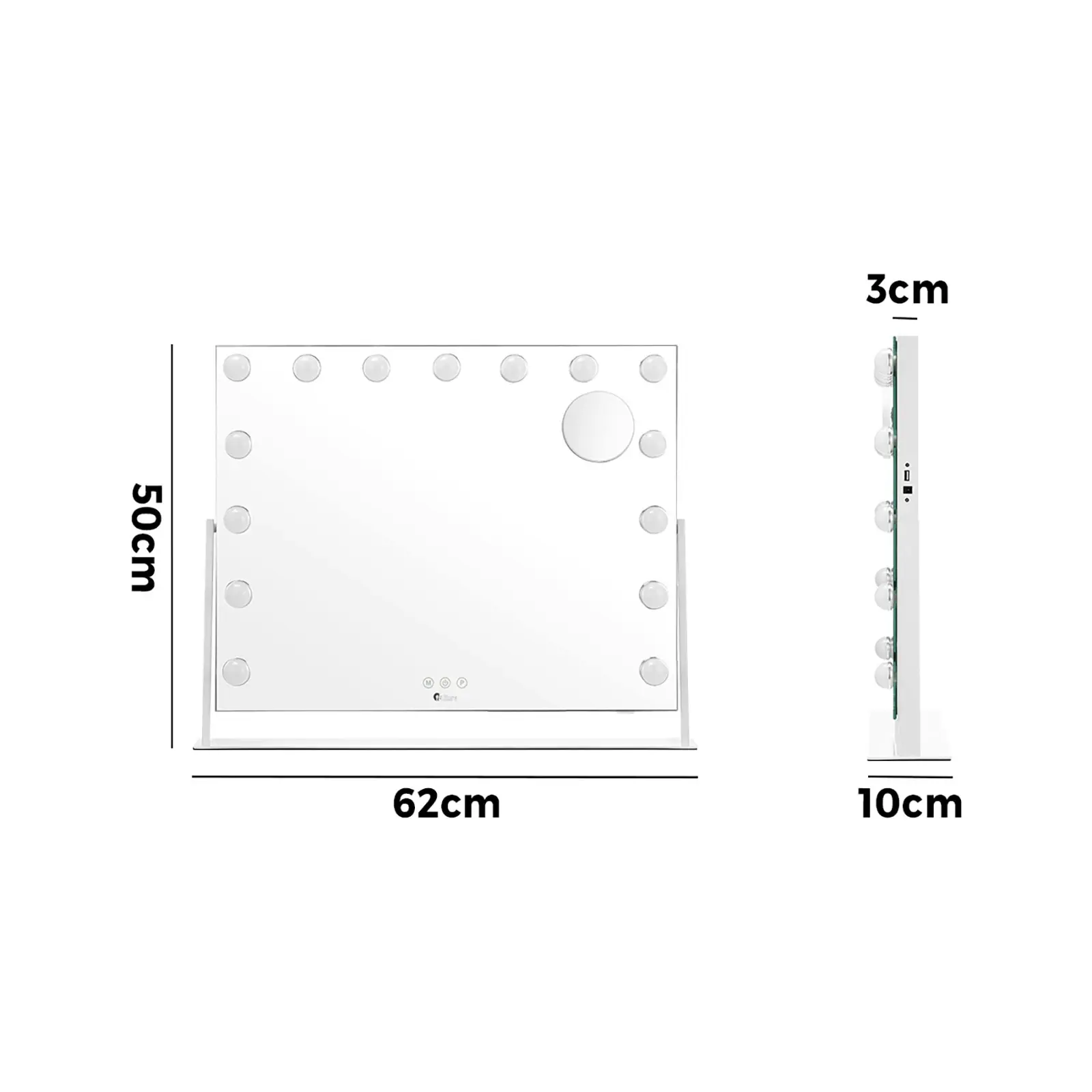 Oikiture 62x50cm Rotatable Hollywood Makeup Mirrors with LED Lights Bluetooth Vanity