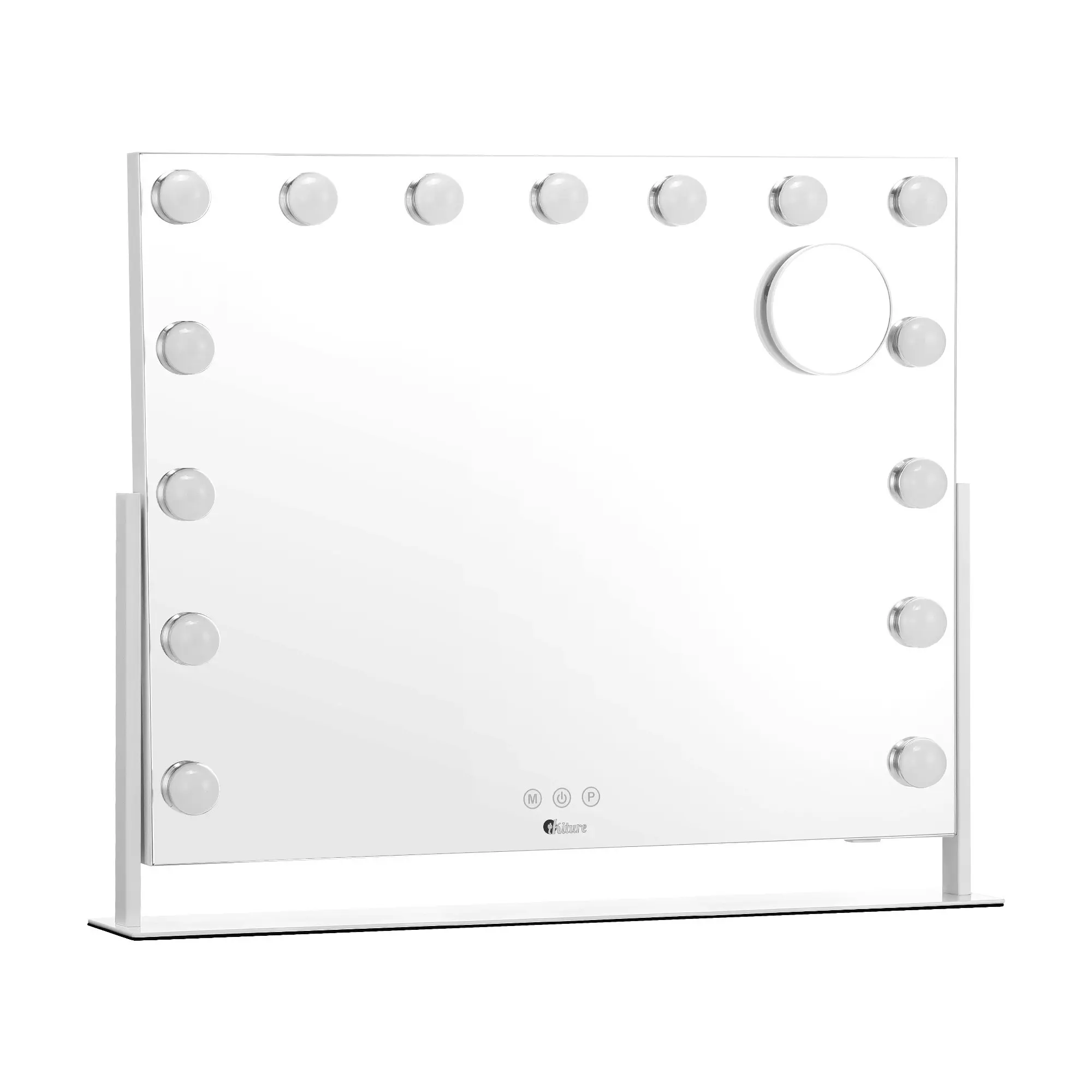 Oikiture 62x50cm Rotatable Hollywood Makeup Mirrors with LED Lights Bluetooth Vanity