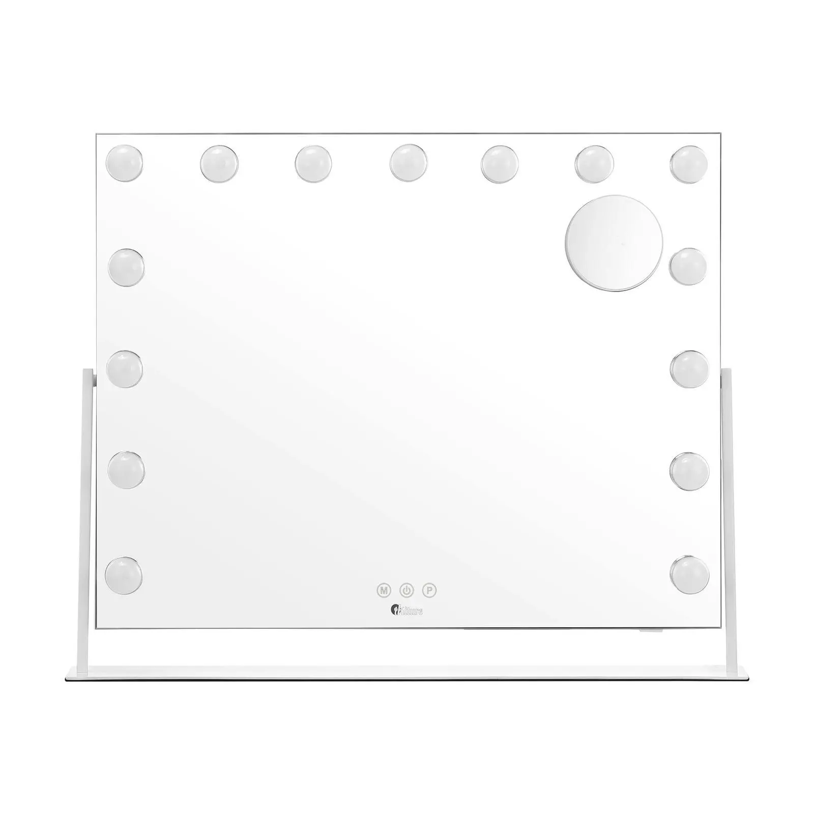 Oikiture 62x50cm Rotatable Hollywood Makeup Mirrors with LED Lights Bluetooth Vanity