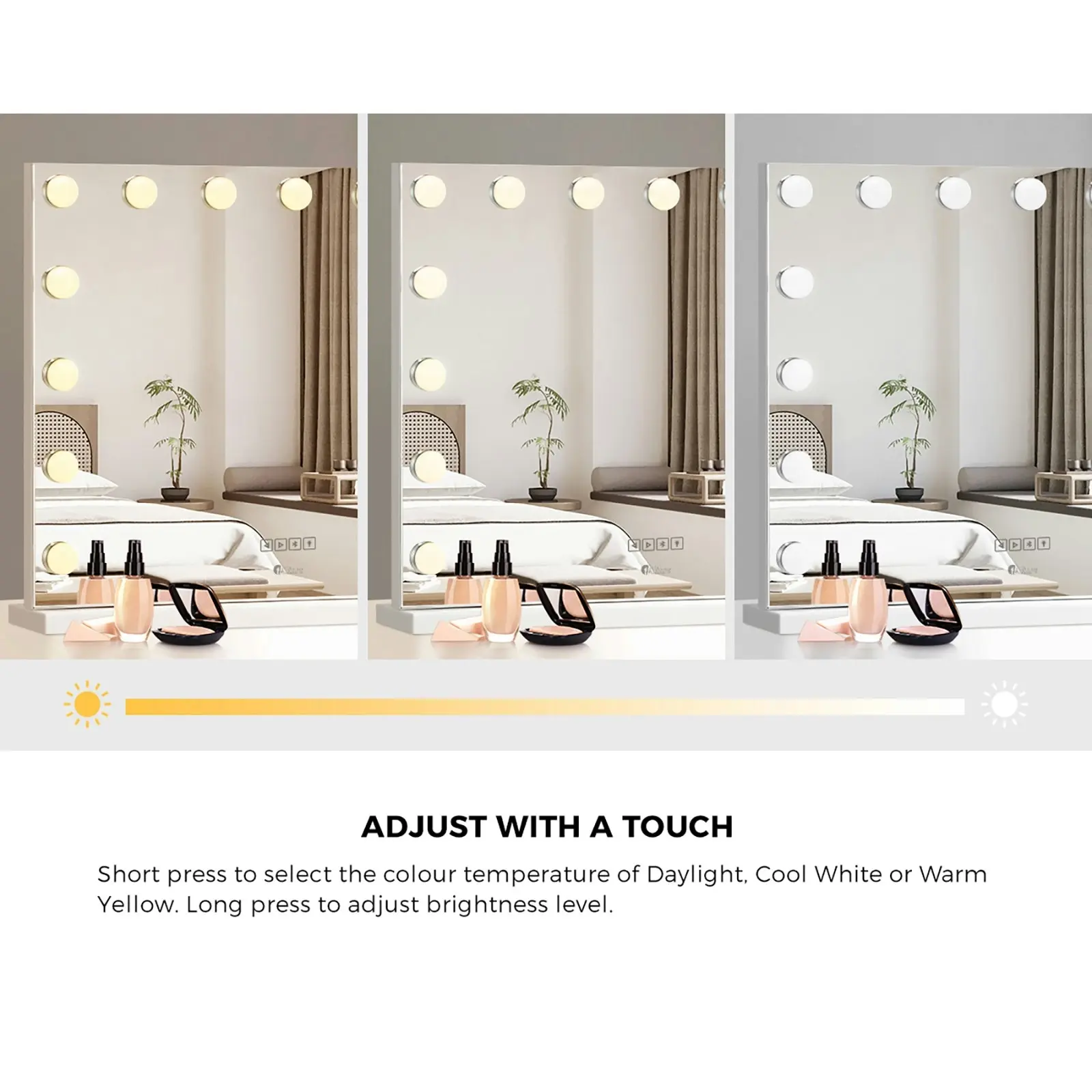 Oikiture 59x48cm Bluetooth Hollywood Makeup Mirrors with LED Light Vanity Mirror