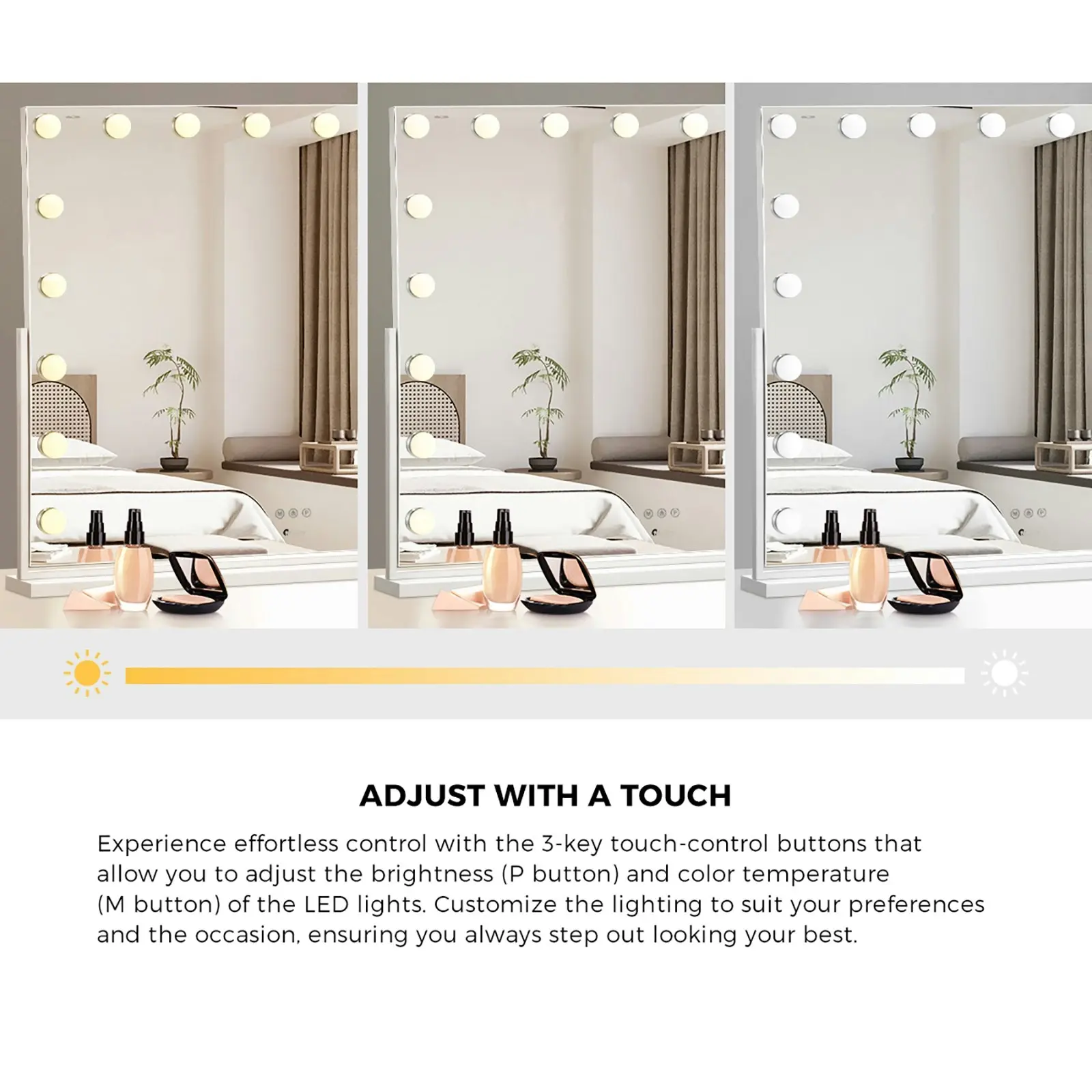 Oikiture 83x69cm Makeup Mirror Rotatable Bluetooth LED Hollywood Mirrors Magnifying