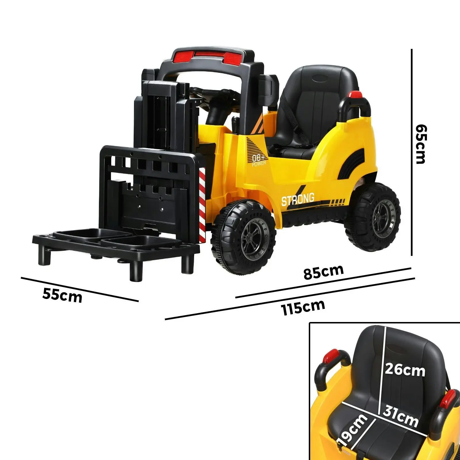 Mazam Kids Ride-On Forklift 12V Electric Operated Car Toy W/ Lift/Load Yellow