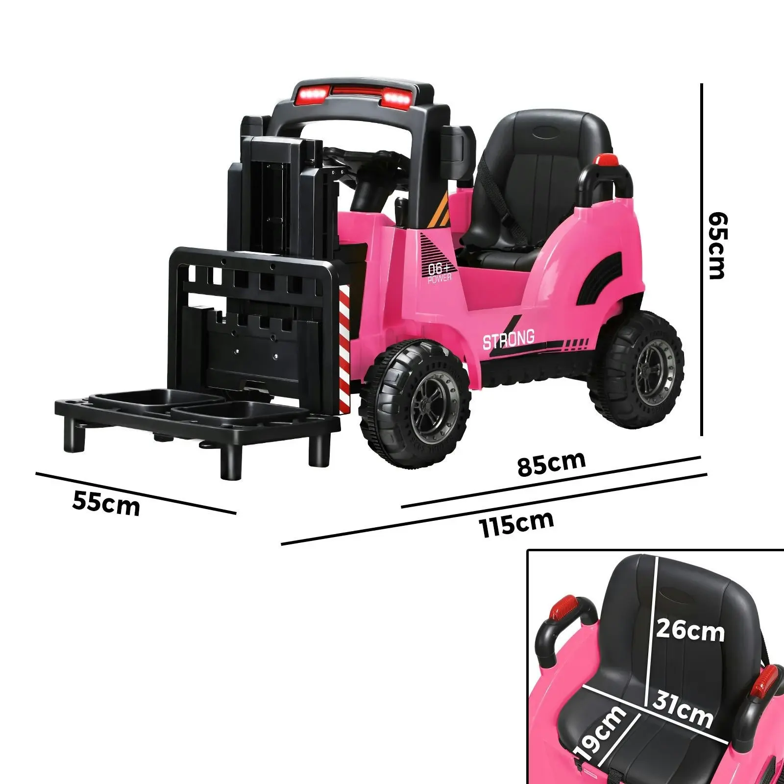 Mazam Ride-On Forklift Electric Car Toy for Toddlers Kids 12V Rechargeable Pink