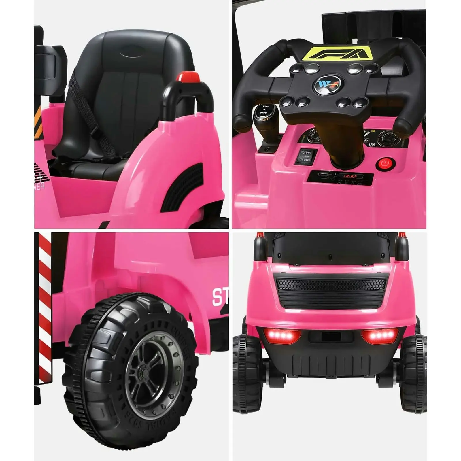 Mazam Ride-On Forklift Electric Car Toy for Toddlers Kids 12V Rechargeable Pink