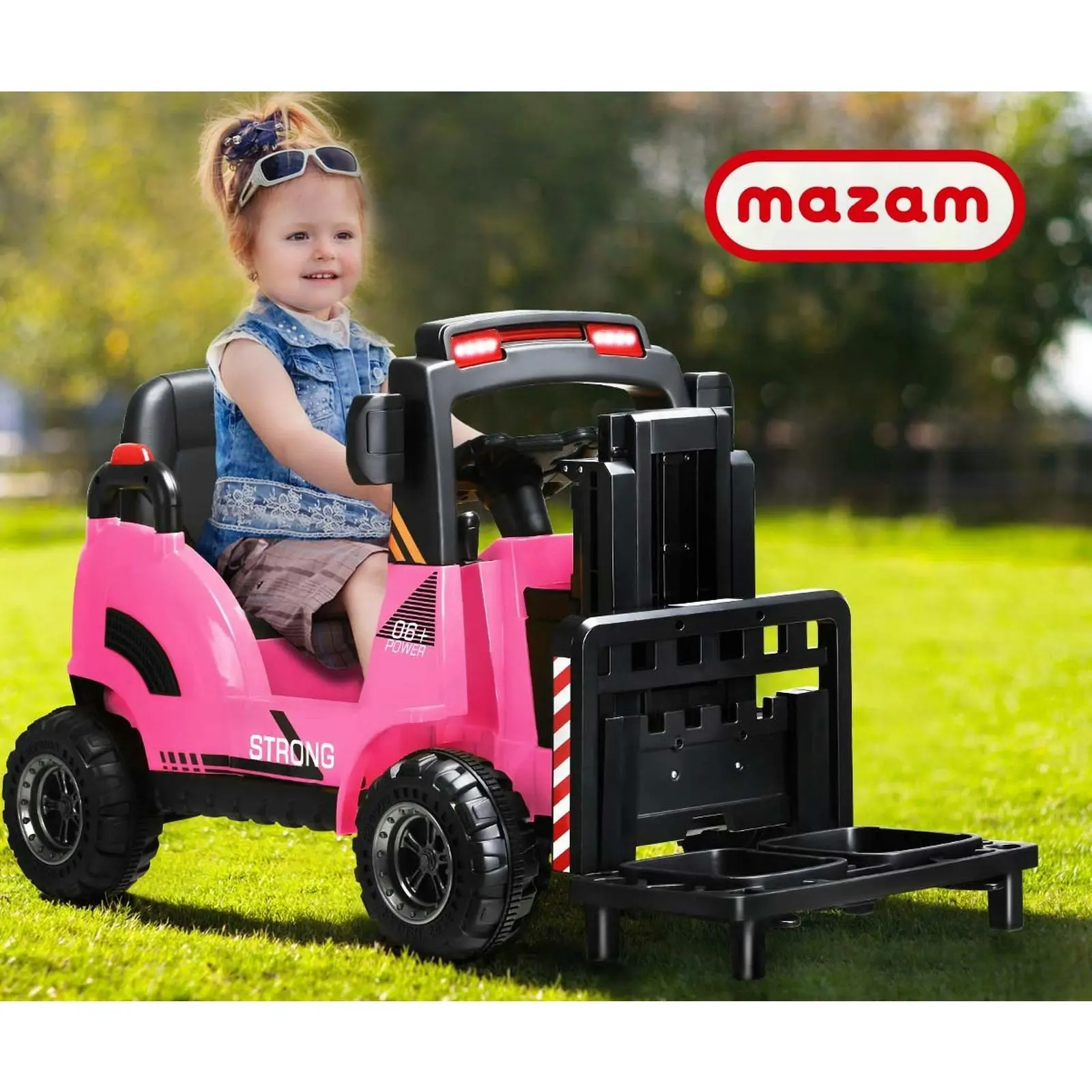 Mazam Ride-On Forklift Electric Car Toy for Toddlers Kids 12V Rechargeable Pink