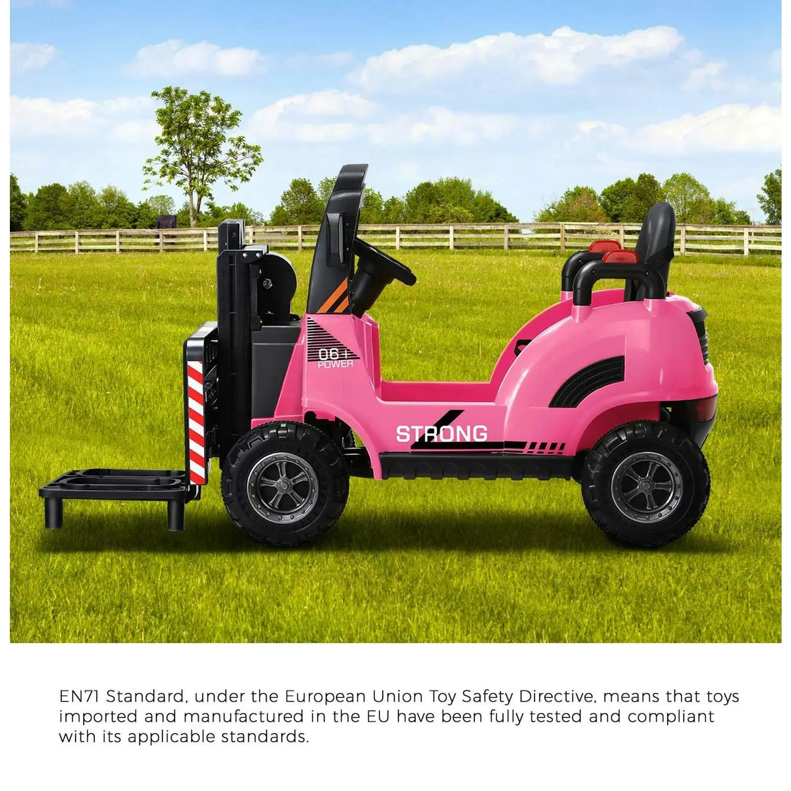 Mazam Ride-On Forklift Electric Car Toy for Toddlers Kids 12V Rechargeable Pink