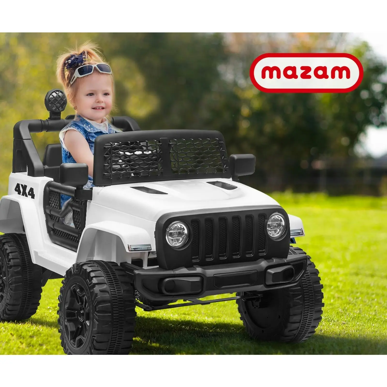 Mazam Kids Ride On Car Electric Toys Jeep 12V Remote Vehicle Car Gift White