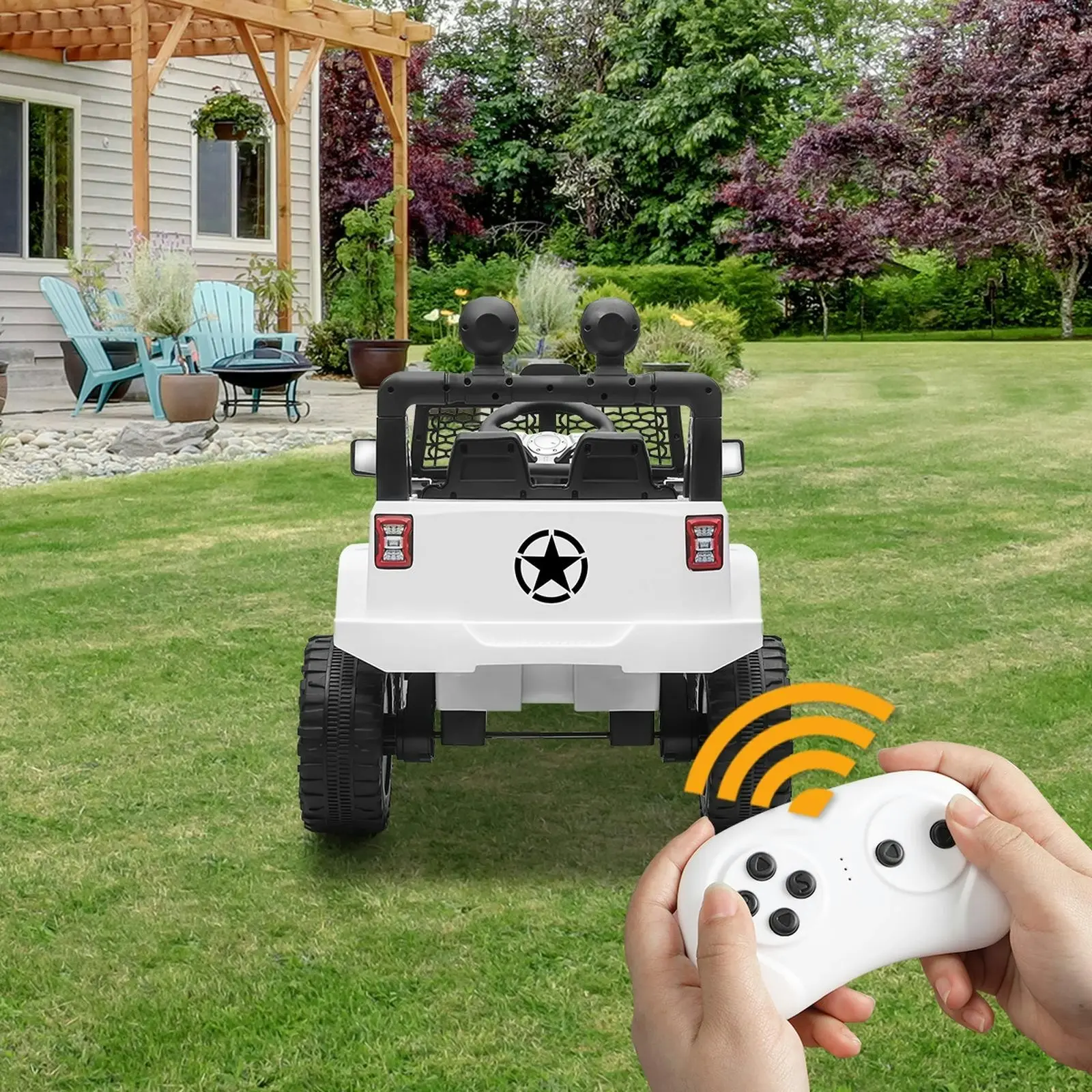 Mazam Kids Ride On Car Electric Toys Jeep 12V Remote Vehicle Car Gift White