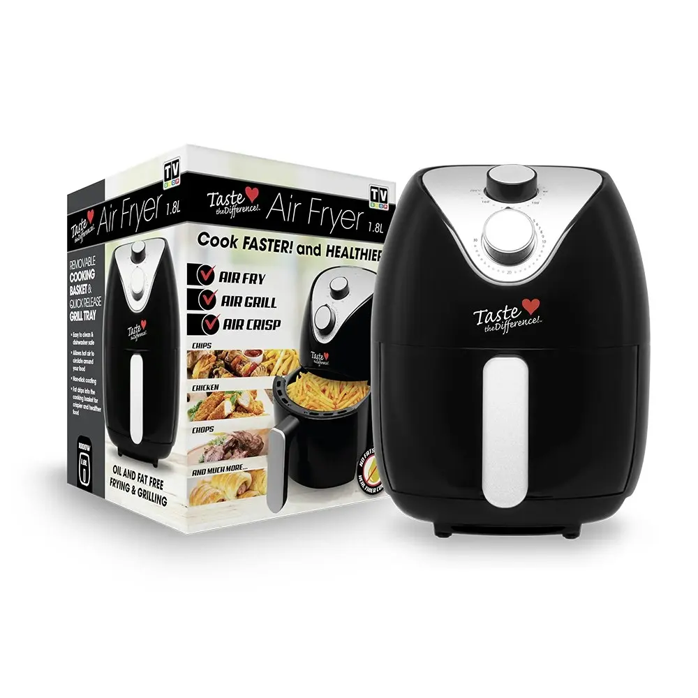 Taste The Difference Electric Air Fryer Cooker w/Grill Tray/Non Stick 1000W 1.8L