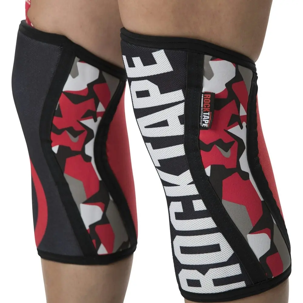 Rocktape Small 5mm Assassins Knee Sleeves Compression Squat/Deadlift Support Red