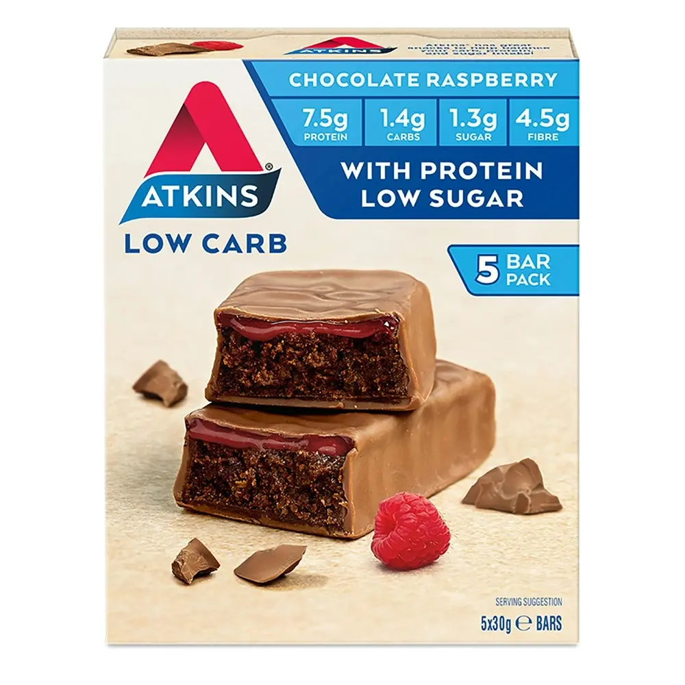 15pc Atkins Low Carb/Sugar 30g Endulge Protein Bar Snack Chocolate Raspberry