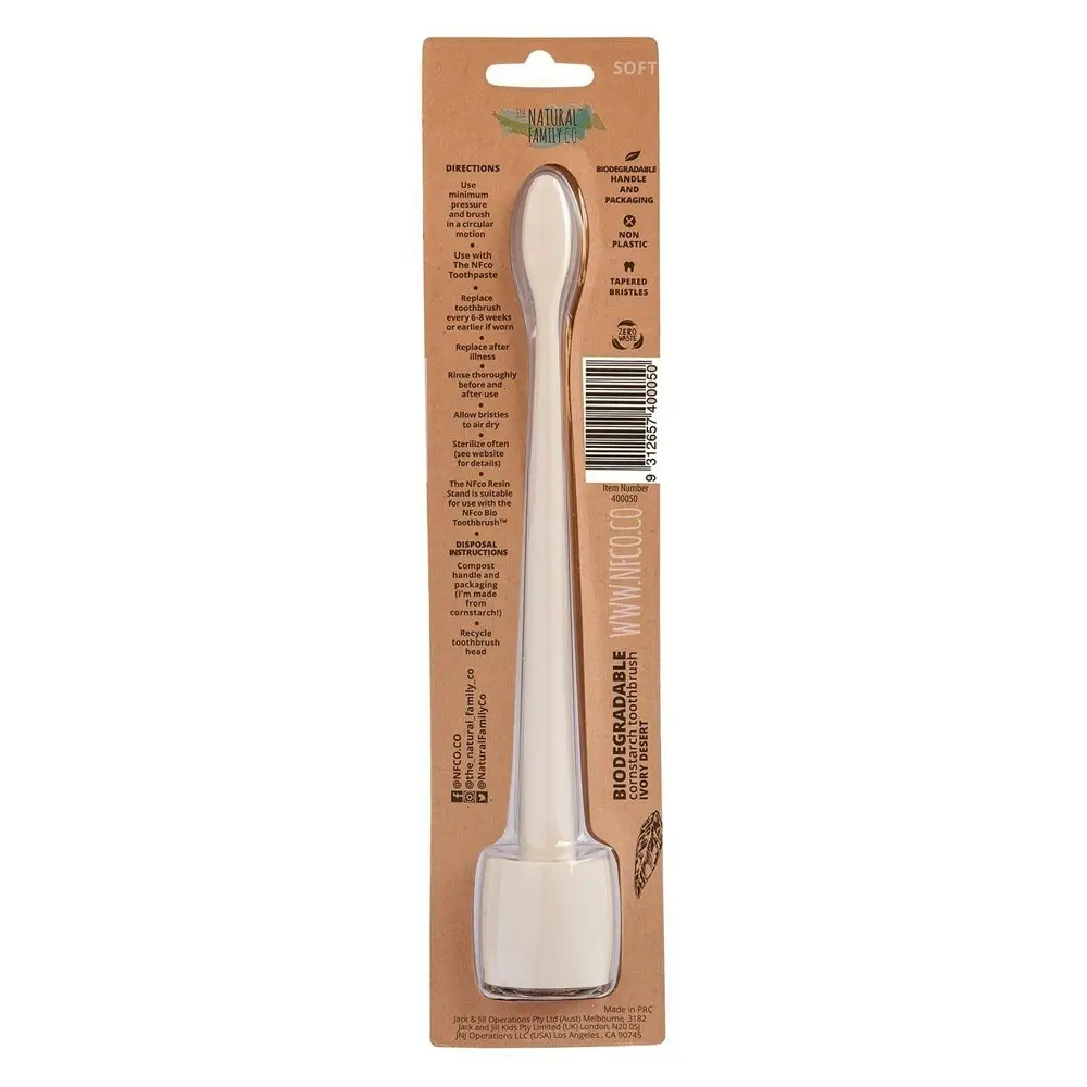 Nfco Bio Soft-Bristles Toothbrush w/ Stand Oral Teeth Hygiene Care Ivory Desert