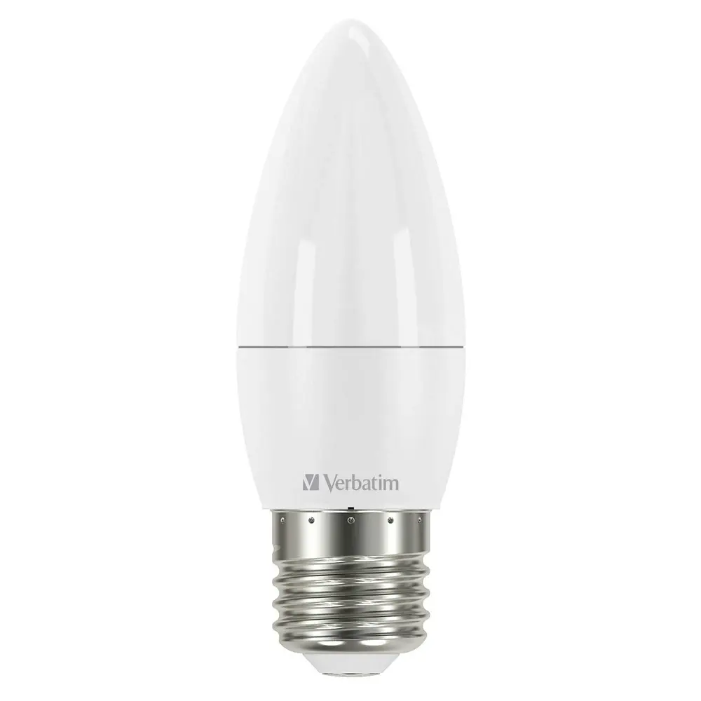 5PK Verbatim E27 Screw Light Bulb Cool White Frosted Candle Dimmable 470lm/6W