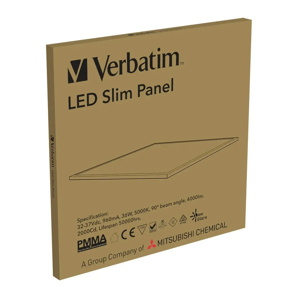 Verbatim Lighting Slim LED Ceiling Light 595x595mm Cool Daylight 36W 5000K