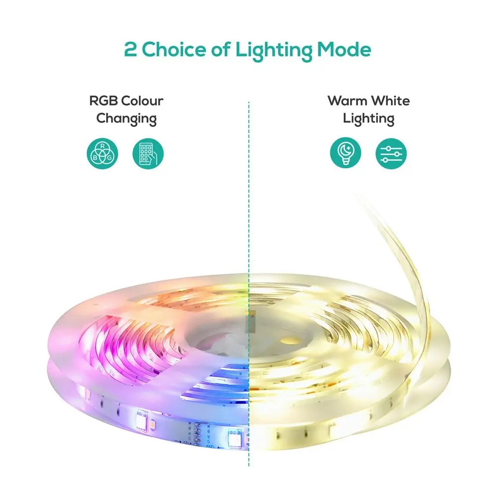 mBeat Activiva 5m IP65 Smart/Wifi RGB & Warm White Waterproof LED Strip Lights