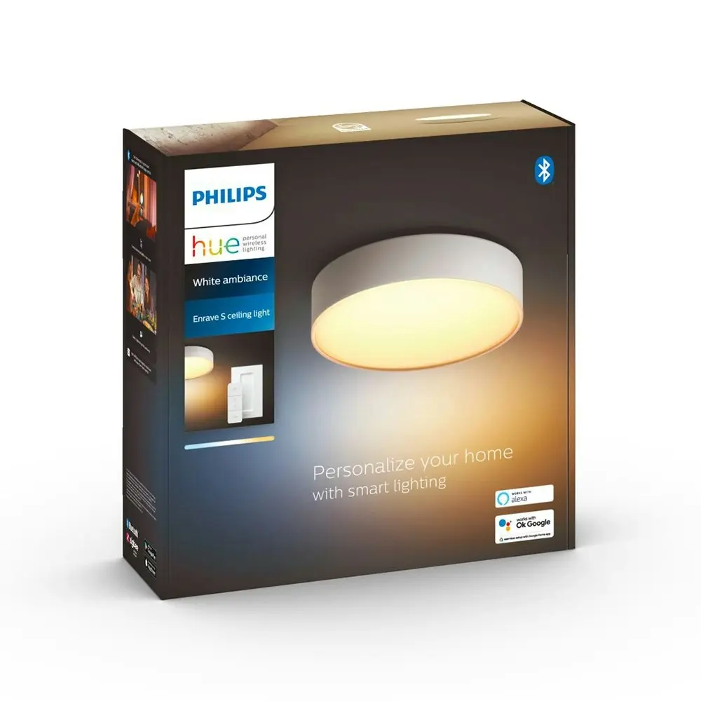 Philips Hue White Ambiance Enrave Small Ceiling Light Home Lighting w/ Bluetooth