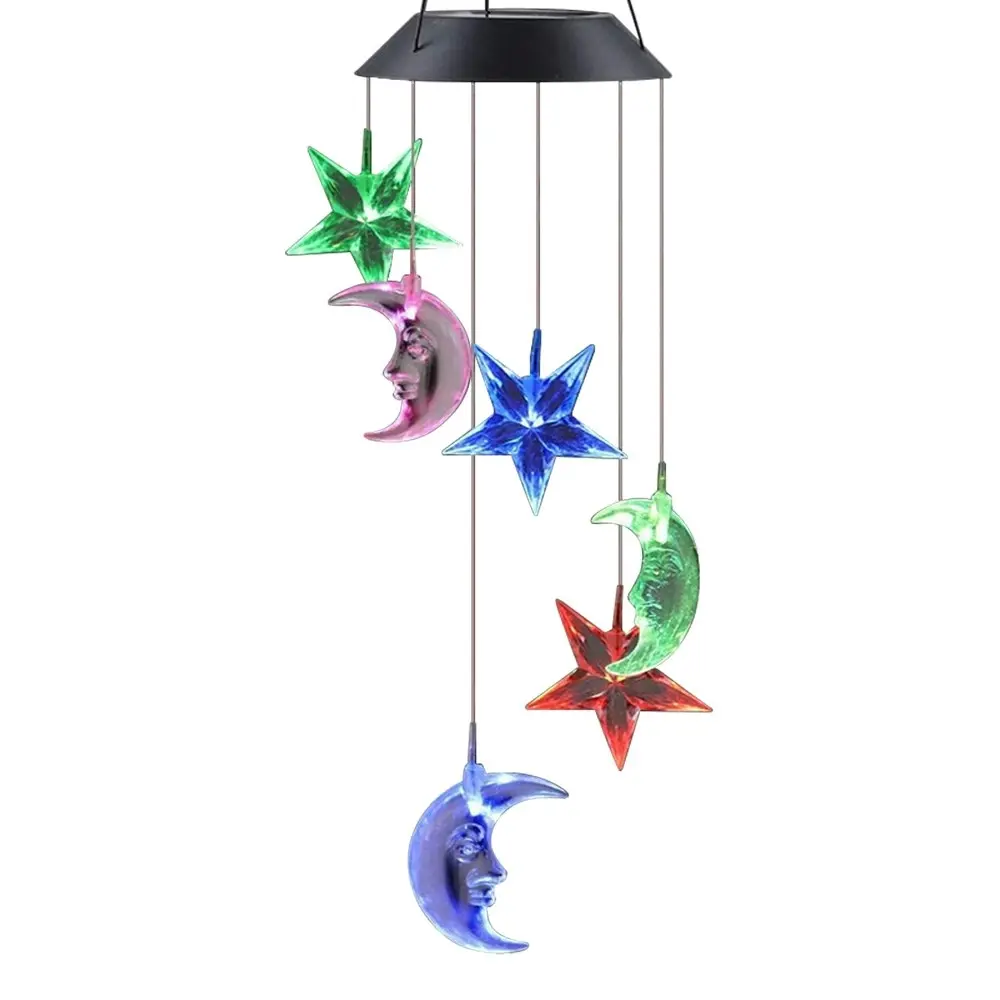 2PK 25th Hour Solar Colour Changing Stars & Moon Outdoor Hanging Wind Chime