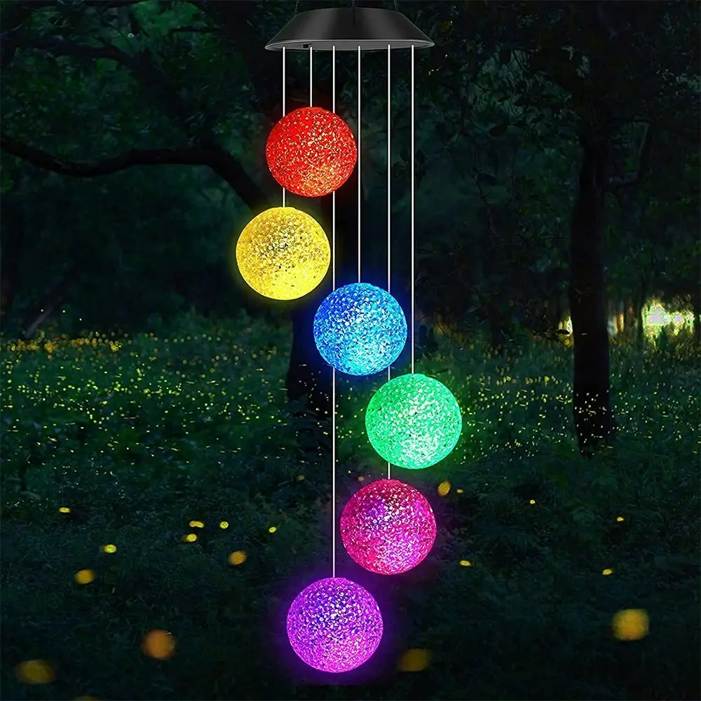 2PK 25th Hour Solar Colour Changing Garden Ball Outdoor Hanging Décor Wind Chime