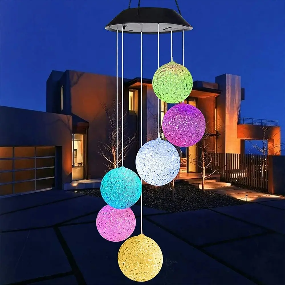 2PK 25th Hour Solar Colour Changing Garden Ball Outdoor Hanging Décor Wind Chime