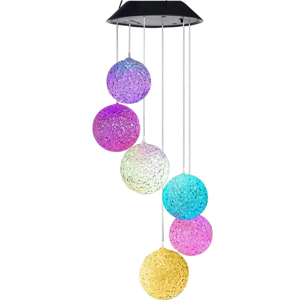 2PK 25th Hour Solar Colour Changing Garden Ball Outdoor Hanging Décor Wind Chime