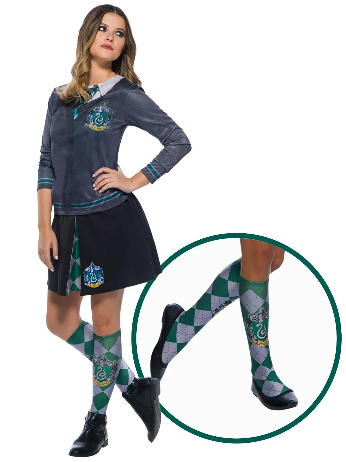 Harry Potter Slytherin Knee High Socks Kids/Child Dress Up Party Costume 6-11