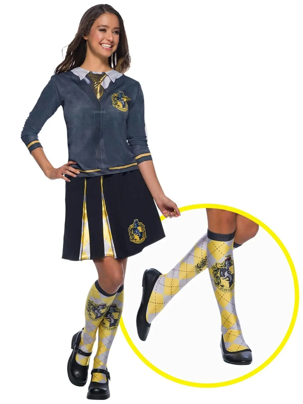 Harry Potter Hufflepuff Knee High Socks Kids/Child Dress Up Party Costume 6-11