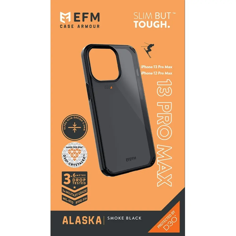 EFM Alaska Case Armour Cover w/ D3O Crystalex For iPhone 13 Pro Max Smoke Black