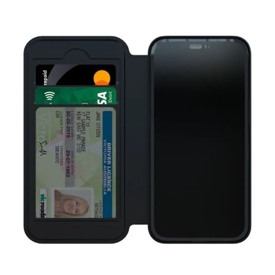 3sixT SlimFolio Phone Protection Cover Card Wallet Flip Case For iPhone 14 Black