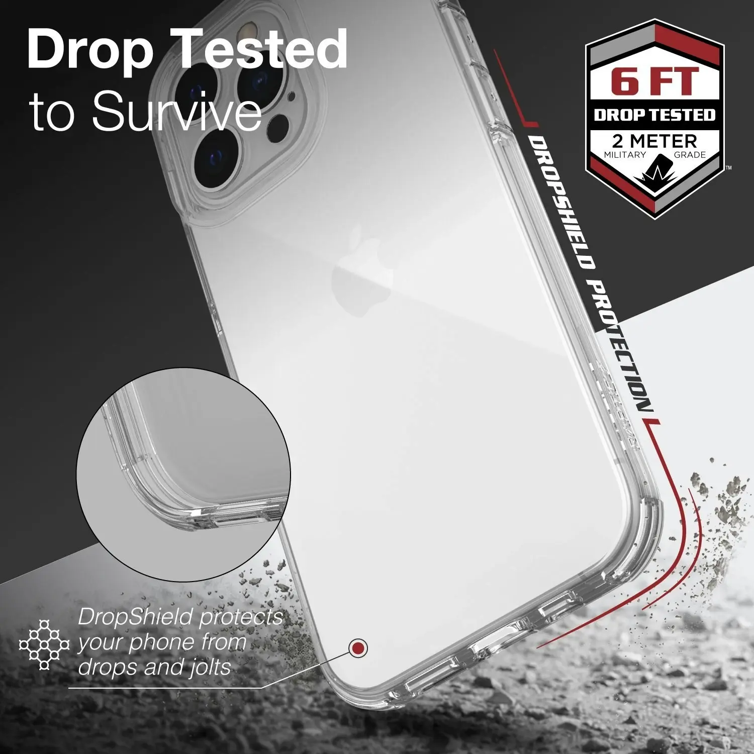 X-Doria Raptic Shockproof Slim Mobile Case/Cover For Apple iPhone 13 Pro Clear