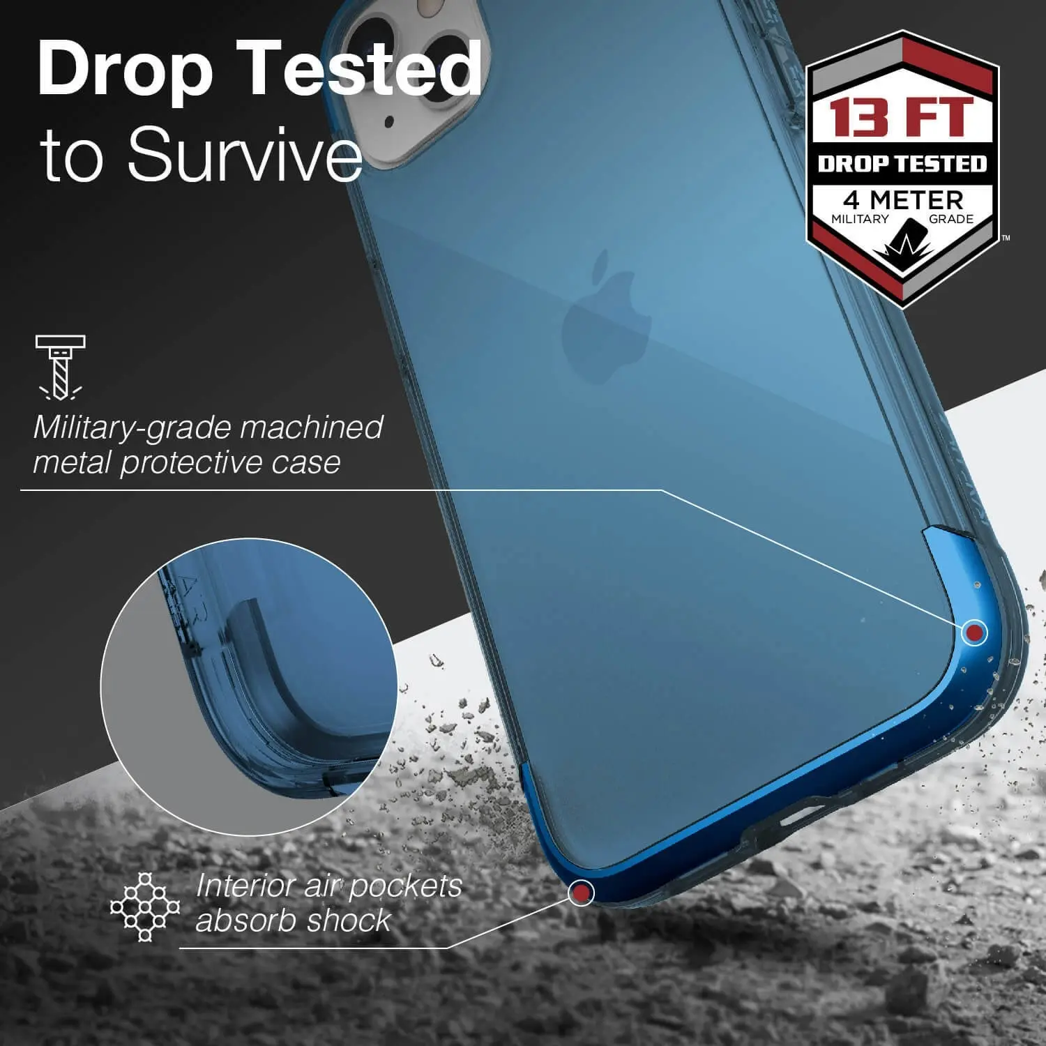 X-Doria Raptic Air Shockproof Slim Mobile Case/Cover For Apple iPhone 13 Blue