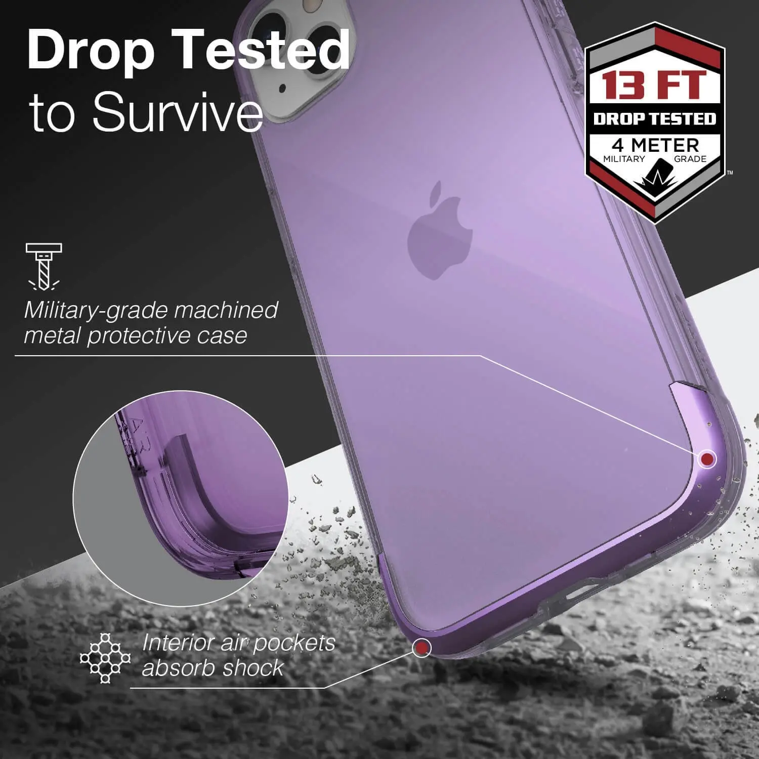 X-Doria Raptic Air Shockproof Slim Mobile Case/Cover For Apple iPhone 13 Purple