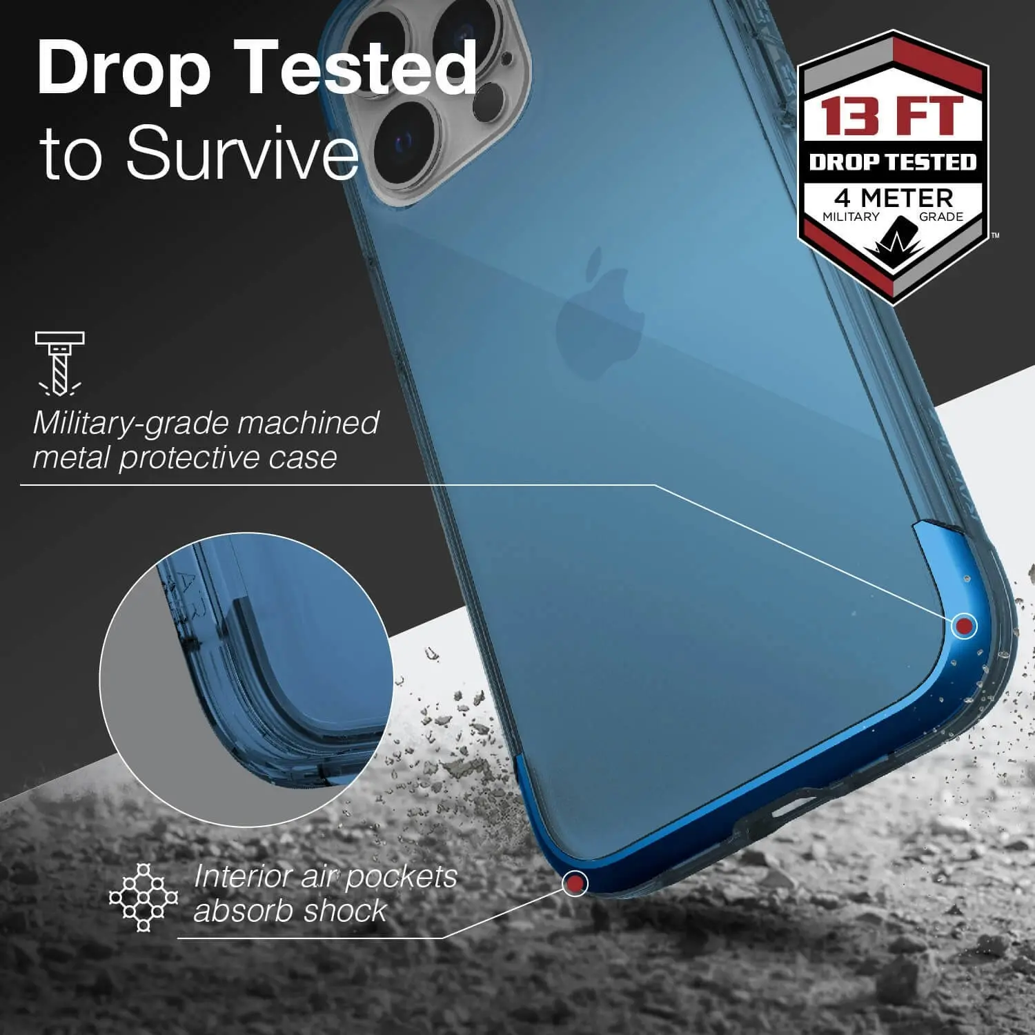 X-Doria Raptic Air Shockproof Mobile Slim Case/Cover For Apple iPhone 13 Pro BLU