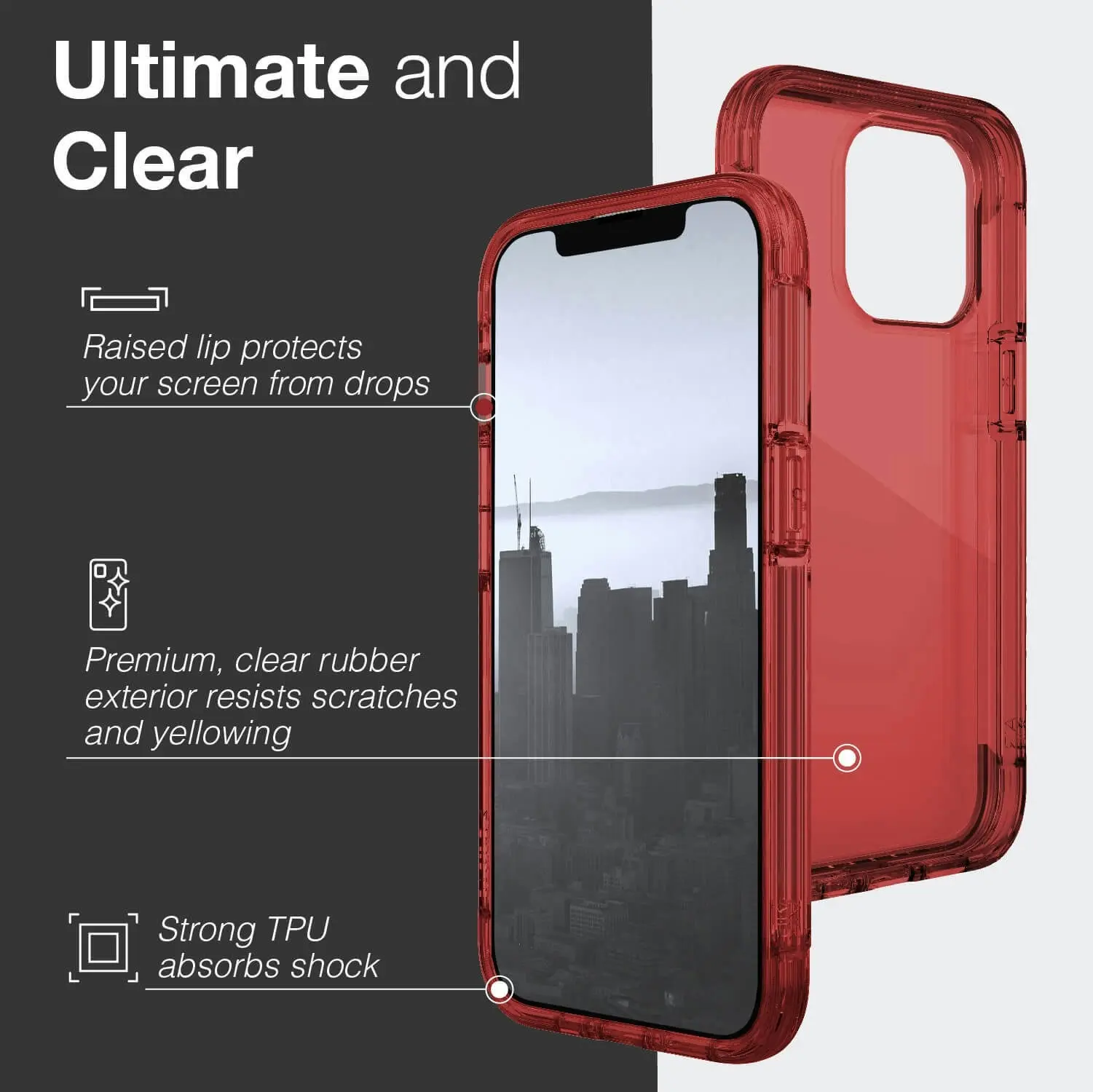 X-Doria Raptic Air Shockproof Mobile Slim Case/Cover For Apple iPhone 13 Pro Red