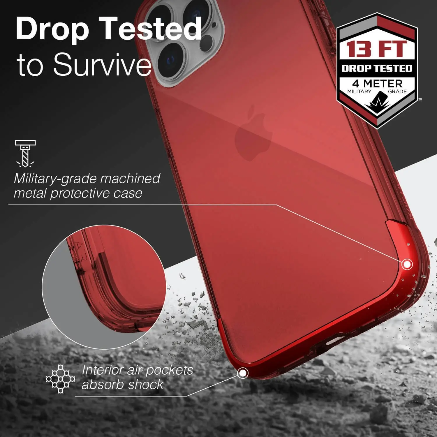 X-Doria Raptic Air Shockproof Mobile Slim Case/Cover For Apple iPhone 13 Pro Red