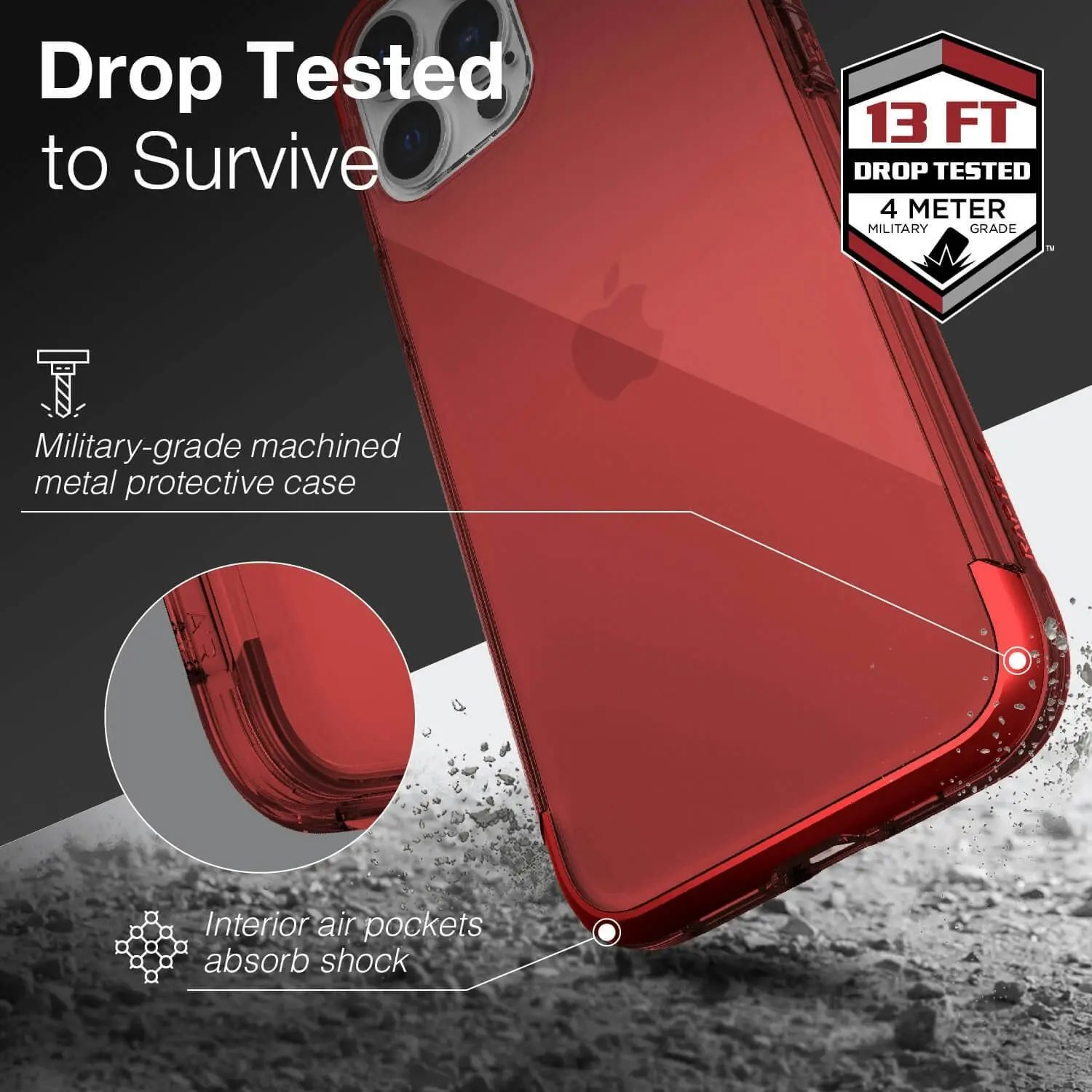 X-Doria Raptic Air Shockproof Slim Case/Cover For Apple iPhone 13 Pro Max Red