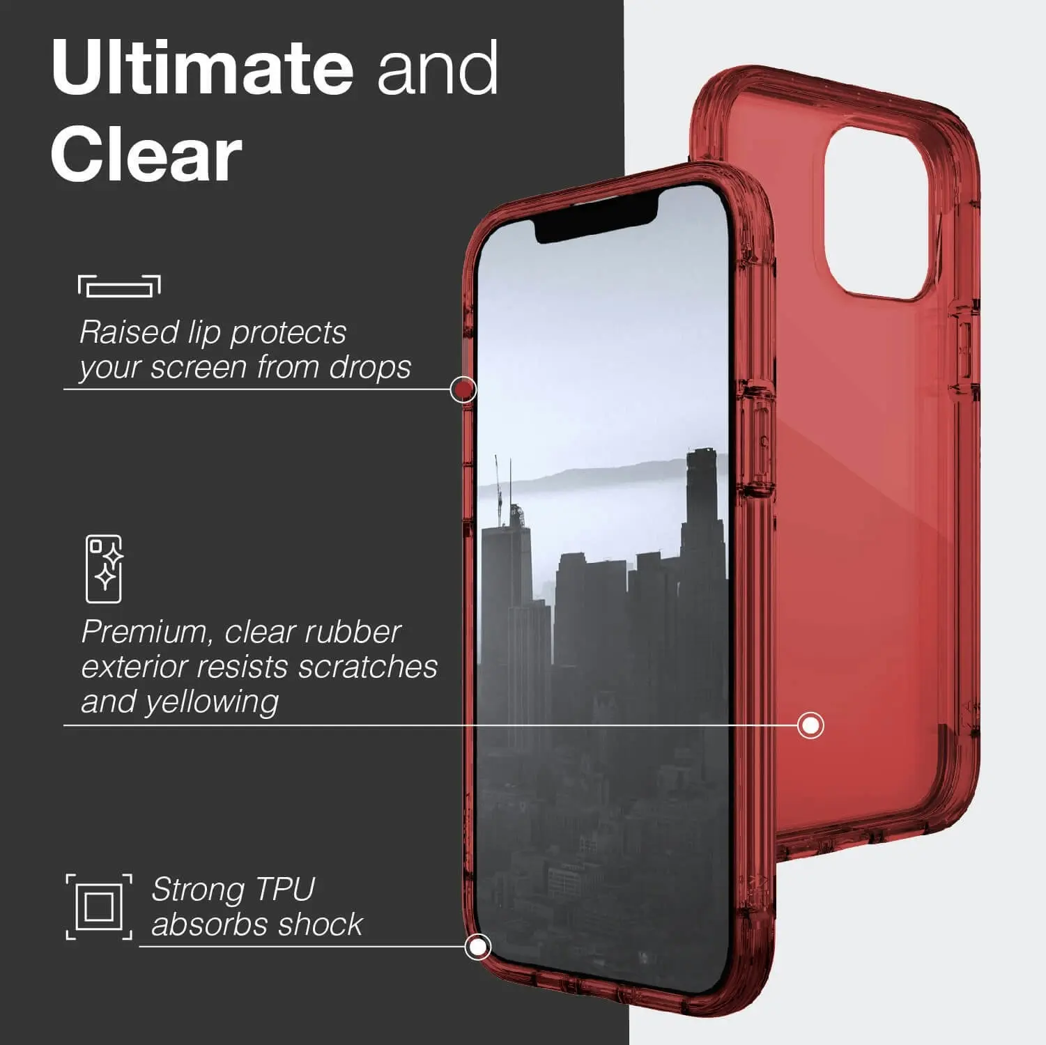 X-Doria Raptic Air Shockproof Slim Case/Cover For Apple iPhone 13 Pro Max Red