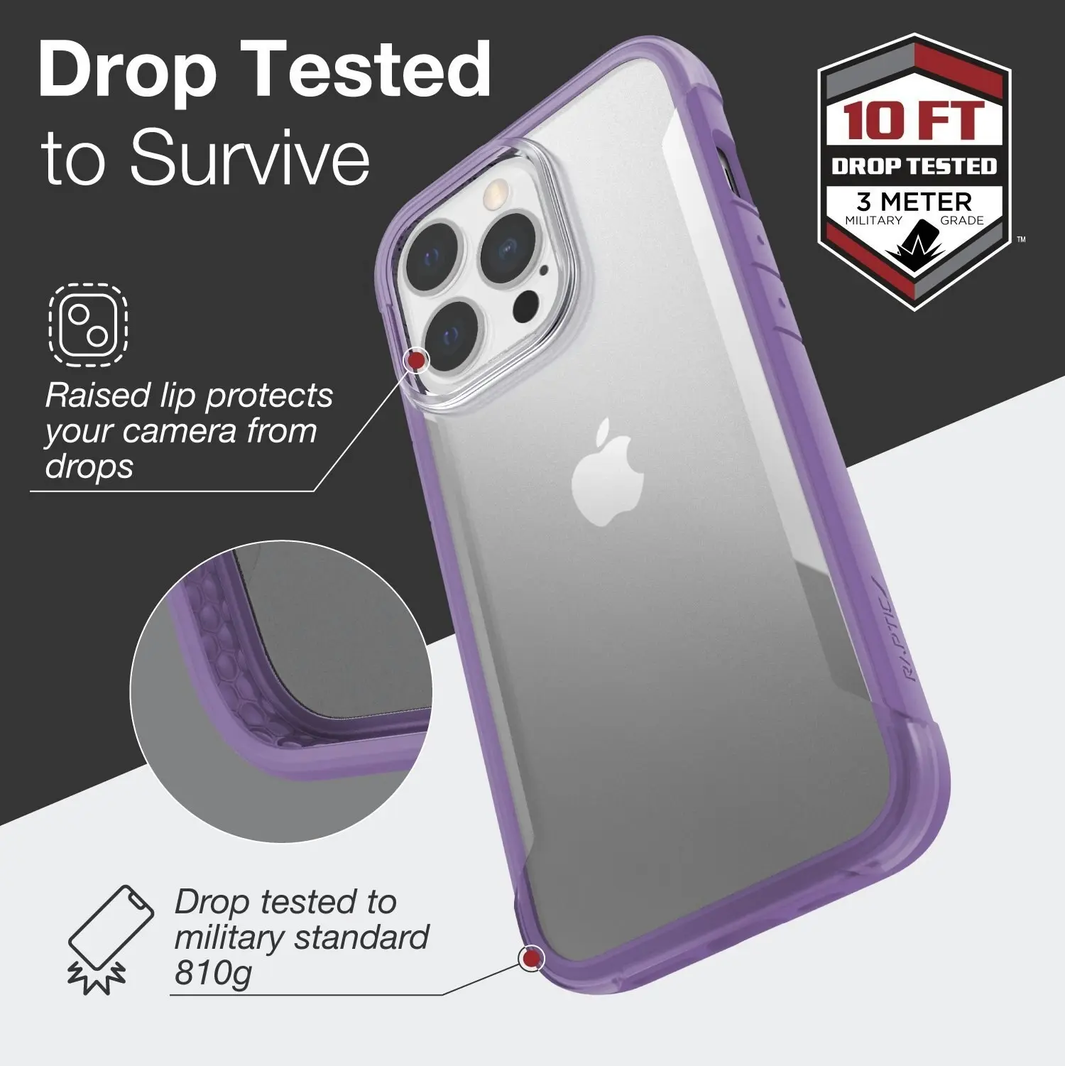 X-Doria Raptic Terrain Eco-Friendly Mobile Case For Apple iPhone 13 Pro Purple