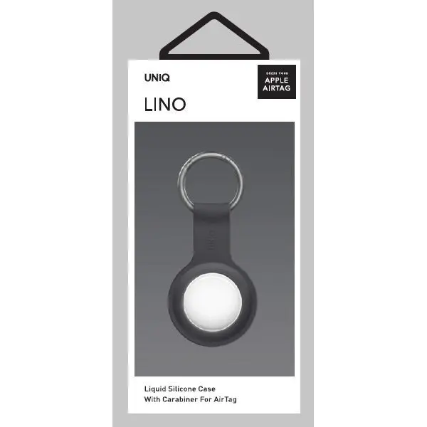 Uniq Lino Apple AirTag Tracker Protective Silicone Case/Cover w/ Carabiner Grey