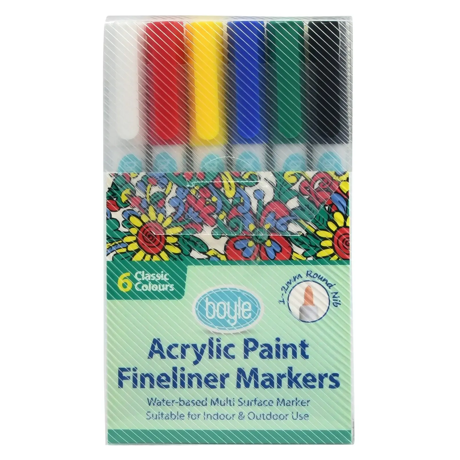 3x 6pc Boyle Acrylic Paint Fineliner Marker Stone/Ceramic/Glass Art Pens Classic