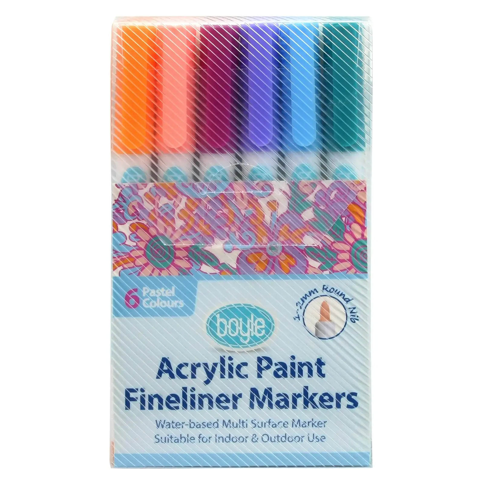 3x 6pc Boyle Acrylic Paint Fineliner Markers Stone/Ceramic/Glass Art Pens Pastel