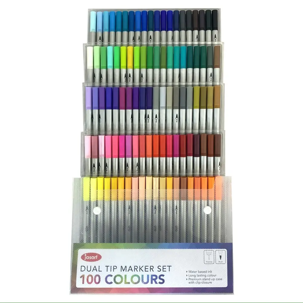 100pc Jasart Dual Nib Tip Colour Marker Art/Craft Drawing/Sketch Supplies Set