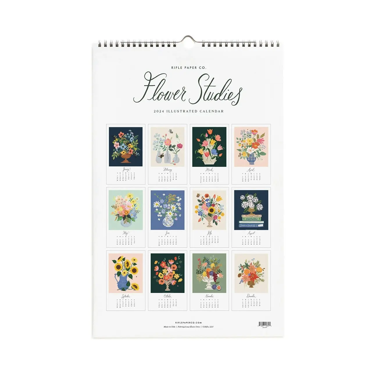 Rifle Paper Co 2024 28x43cm Warm White Text Paper Flower Studies Wall Calendar