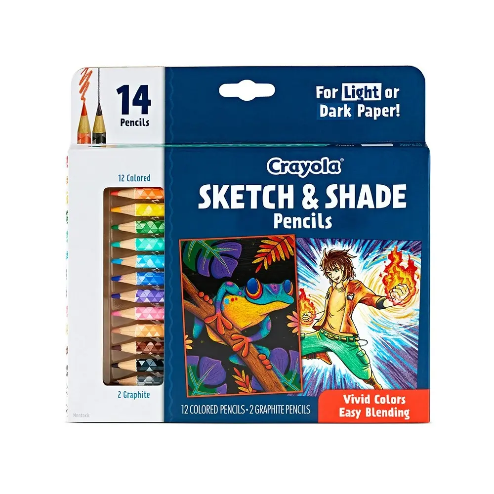 28pc Crayola Kids/Childrens Creative Art Sketch & Shade Colouring Pencils 96m+