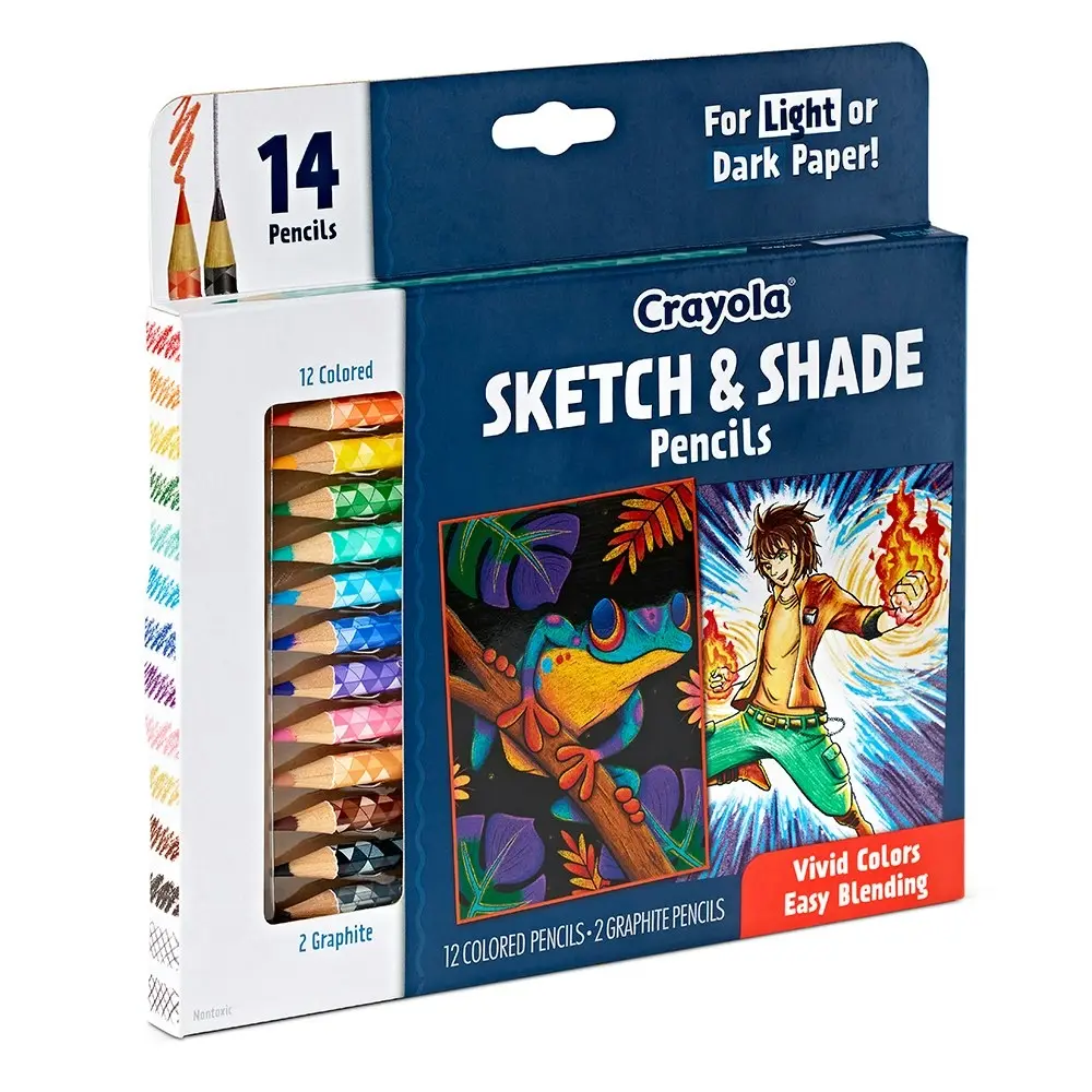 28pc Crayola Kids/Childrens Creative Art Sketch & Shade Colouring Pencils 96m+