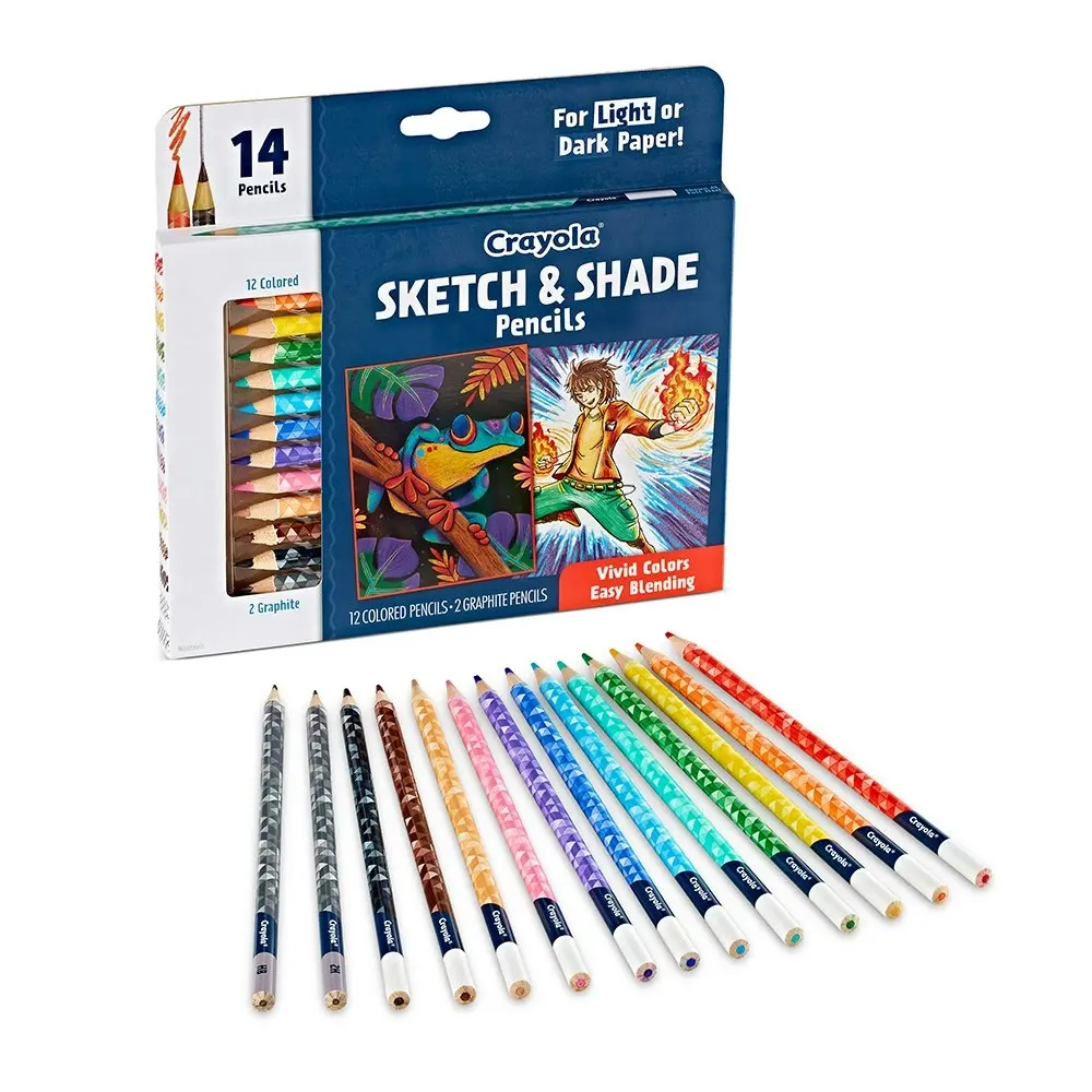 28pc Crayola Kids/Childrens Creative Art Sketch & Shade Colouring Pencils 96m+