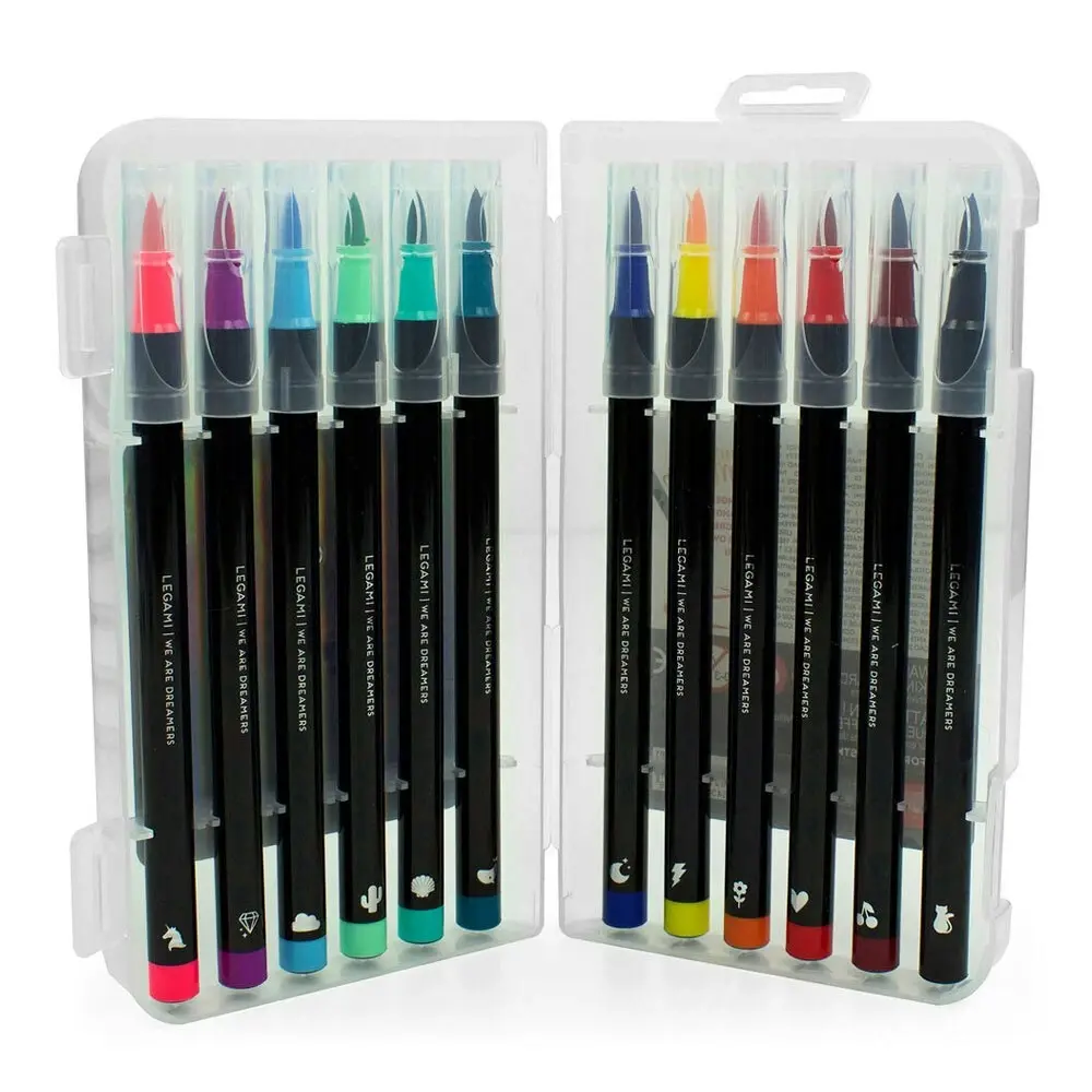 12pc Legami Art Brush Markers Water Based Soft Tip Colouring Kids/Children 6+