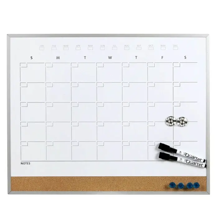 Quartet Magnetic Combination Monthly Calendar Board Home/Office/School w/Markers