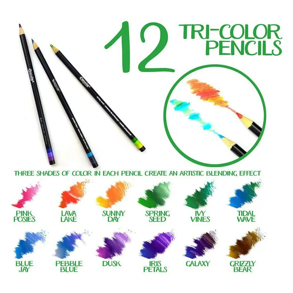 12pc Crayola Signature Drawing/Colouring/Sketching Tri-Color Pencils For 9+ Kids