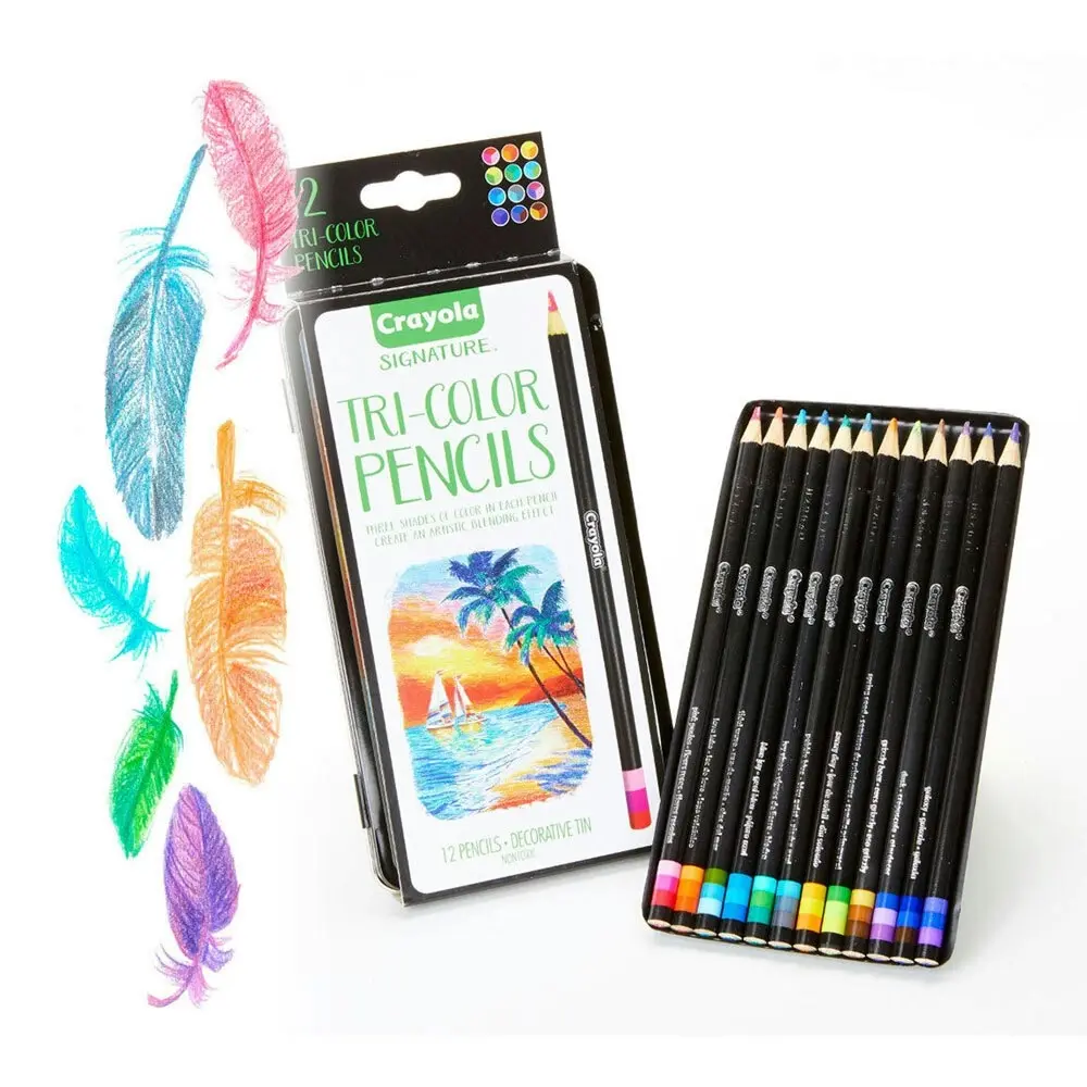 12pc Crayola Signature Drawing/Colouring/Sketching Tri-Color Pencils For 9+ Kids