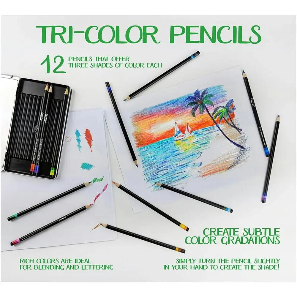 12pc Crayola Signature Drawing/Colouring/Sketching Tri-Color Pencils For 9+ Kids